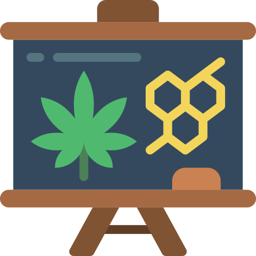 THC Poisoning Icon, Logo - weed leaf with chalkboard
